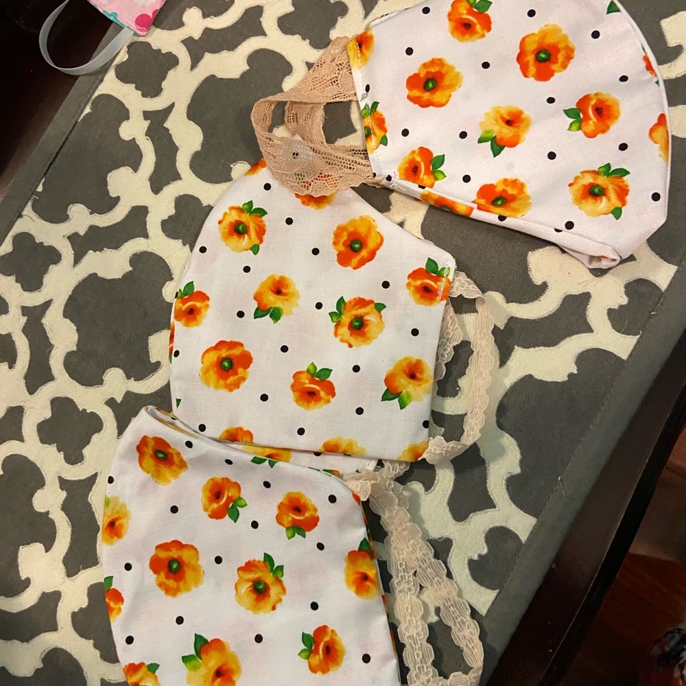 Adult Face Mask π· Yellow Orange Flowers π - Picture 5 of 9